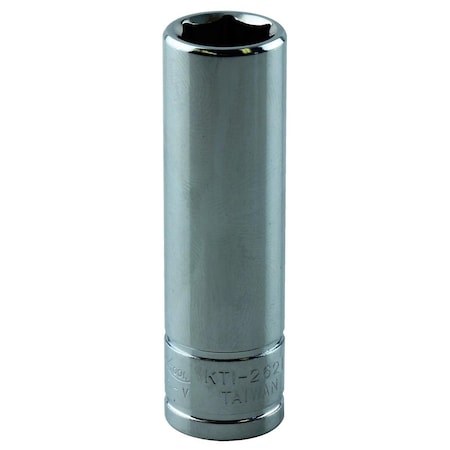 K-Tool International 1/4" Drive, 15mm Metric Socket, 6 Points, Deep Chrome 6Pt, 1/4"Dr, 15mm KTI-26215